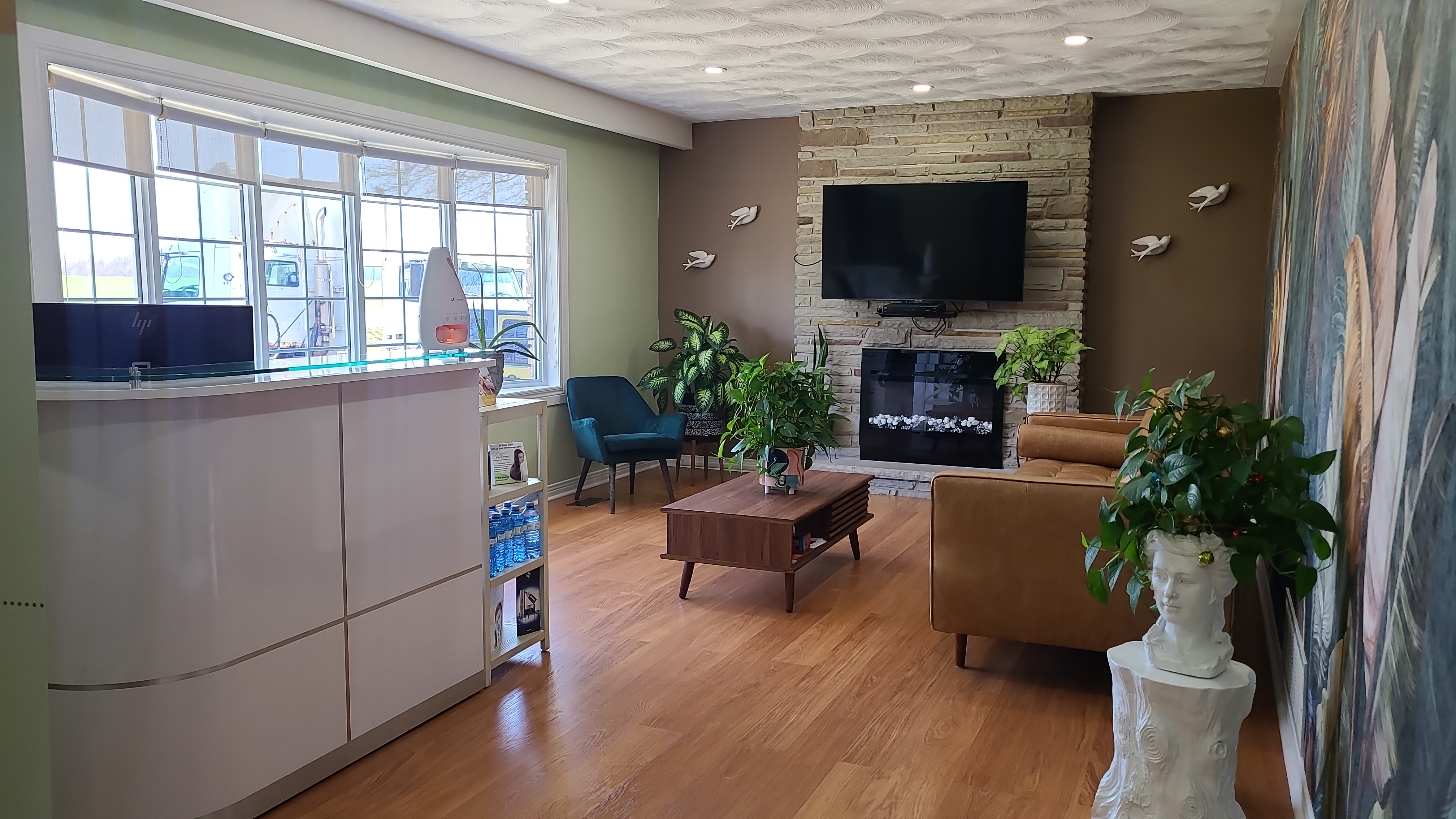 Welcoming reception area with comfortable seating